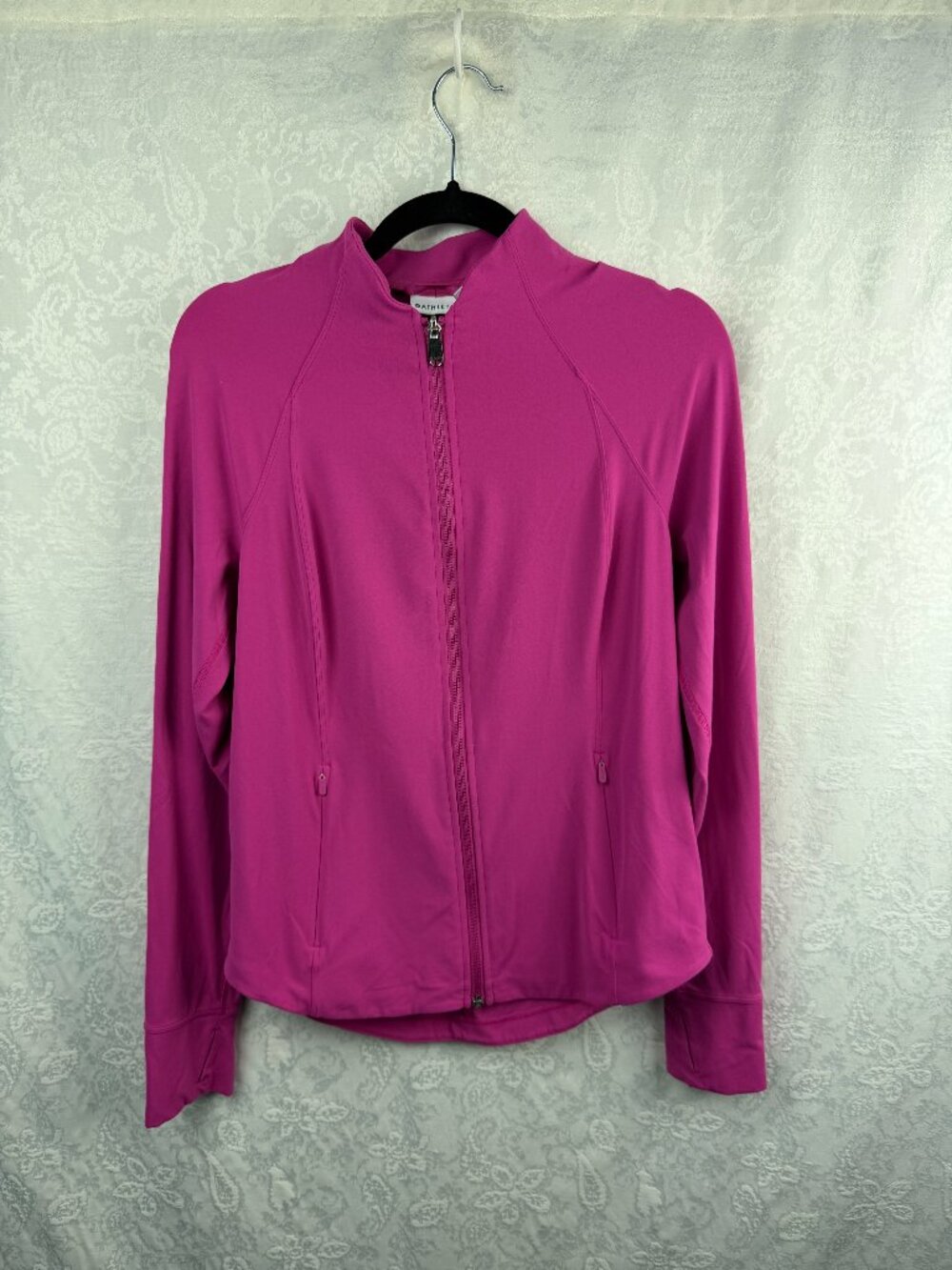 Athleta Women’s Medium Pink Magenta Full Zip Athletic Jacket 27” Long Workout